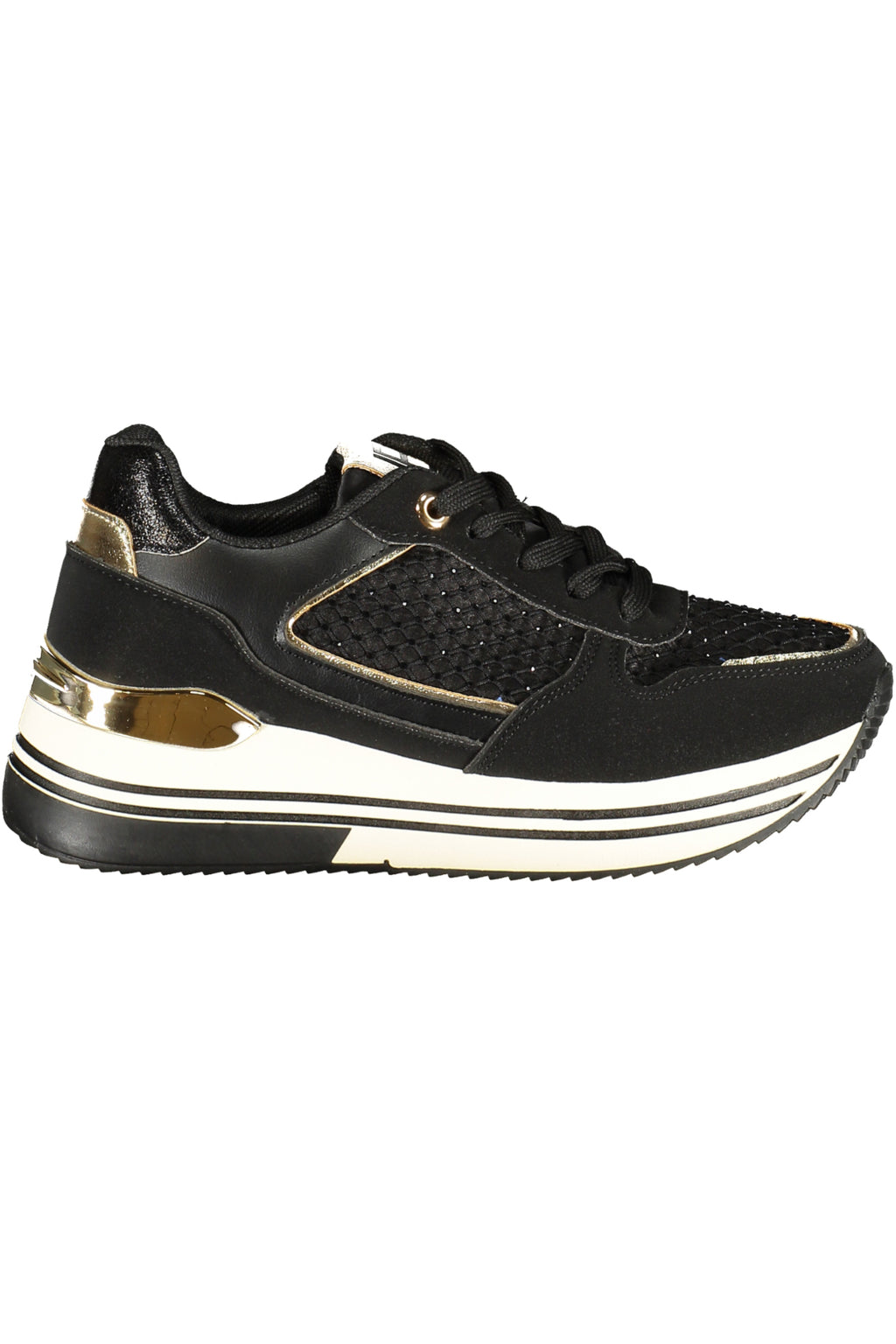 Black Laura Biagiotti women's sports sneakers with sleek design and sporty laces, ideal for active wear and casual outfits.
