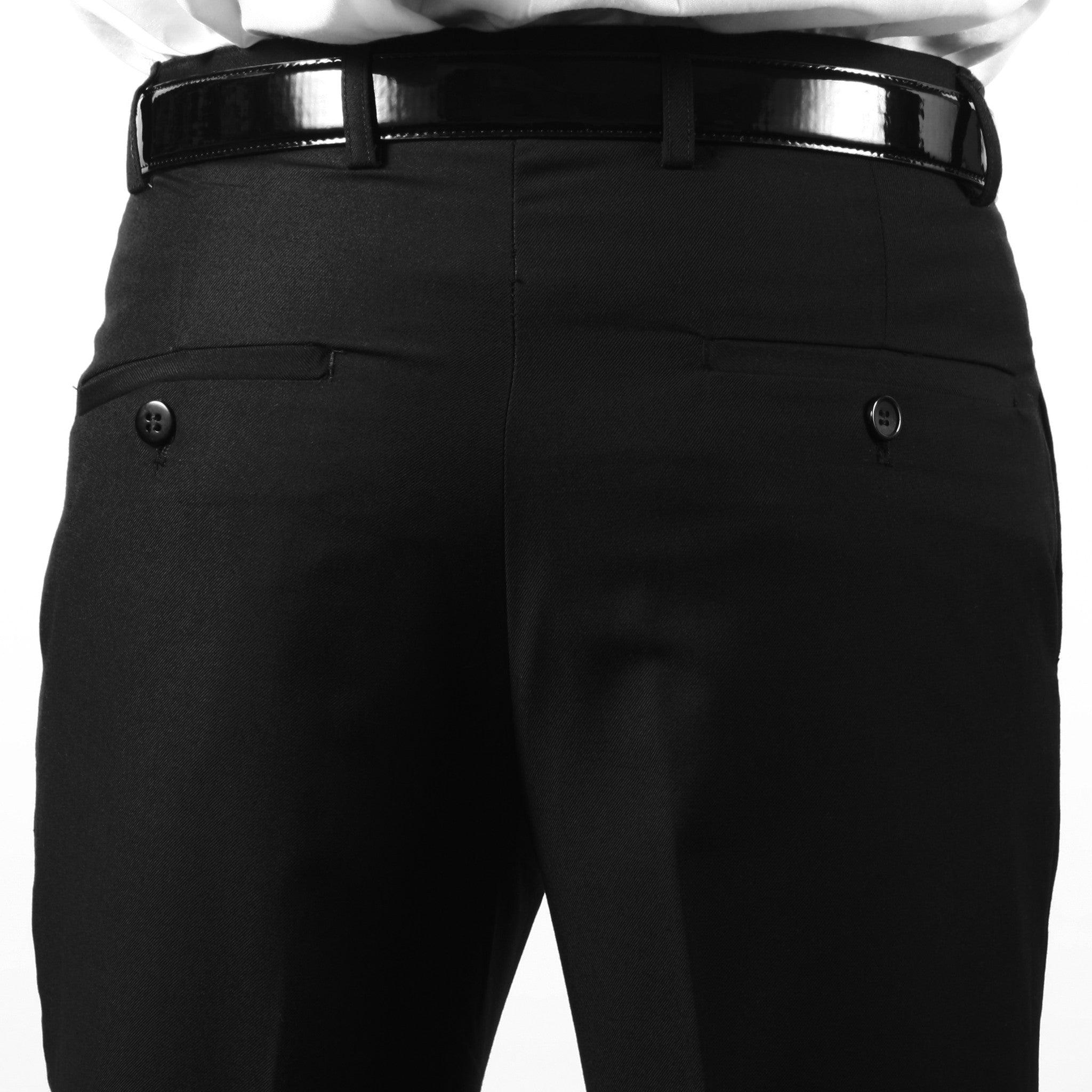 Black Ferrecci men's MP101 dress pants in regular fit, tailored for a sleek, professional look.