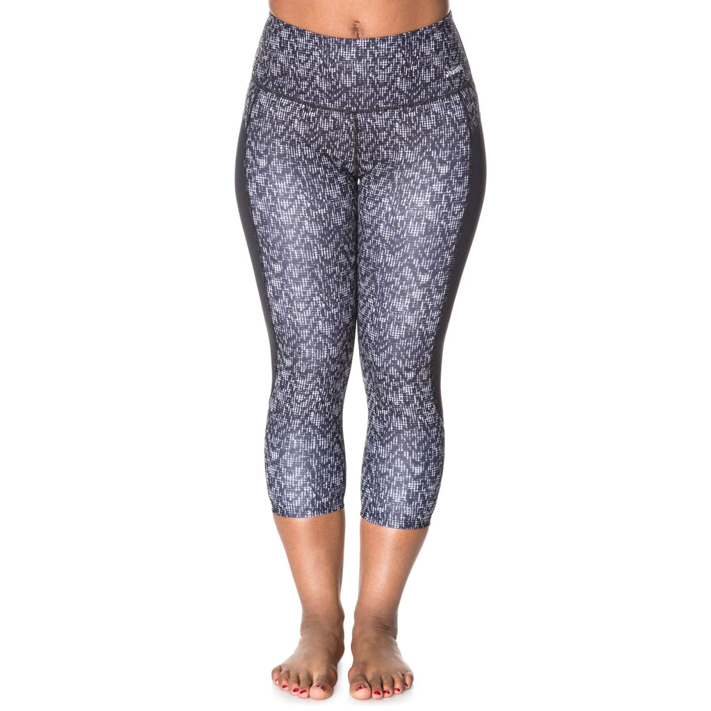 Handful High Waist Capri bottoms in Off the Grid color, front view showing fitted waistband and sleek cropped design.