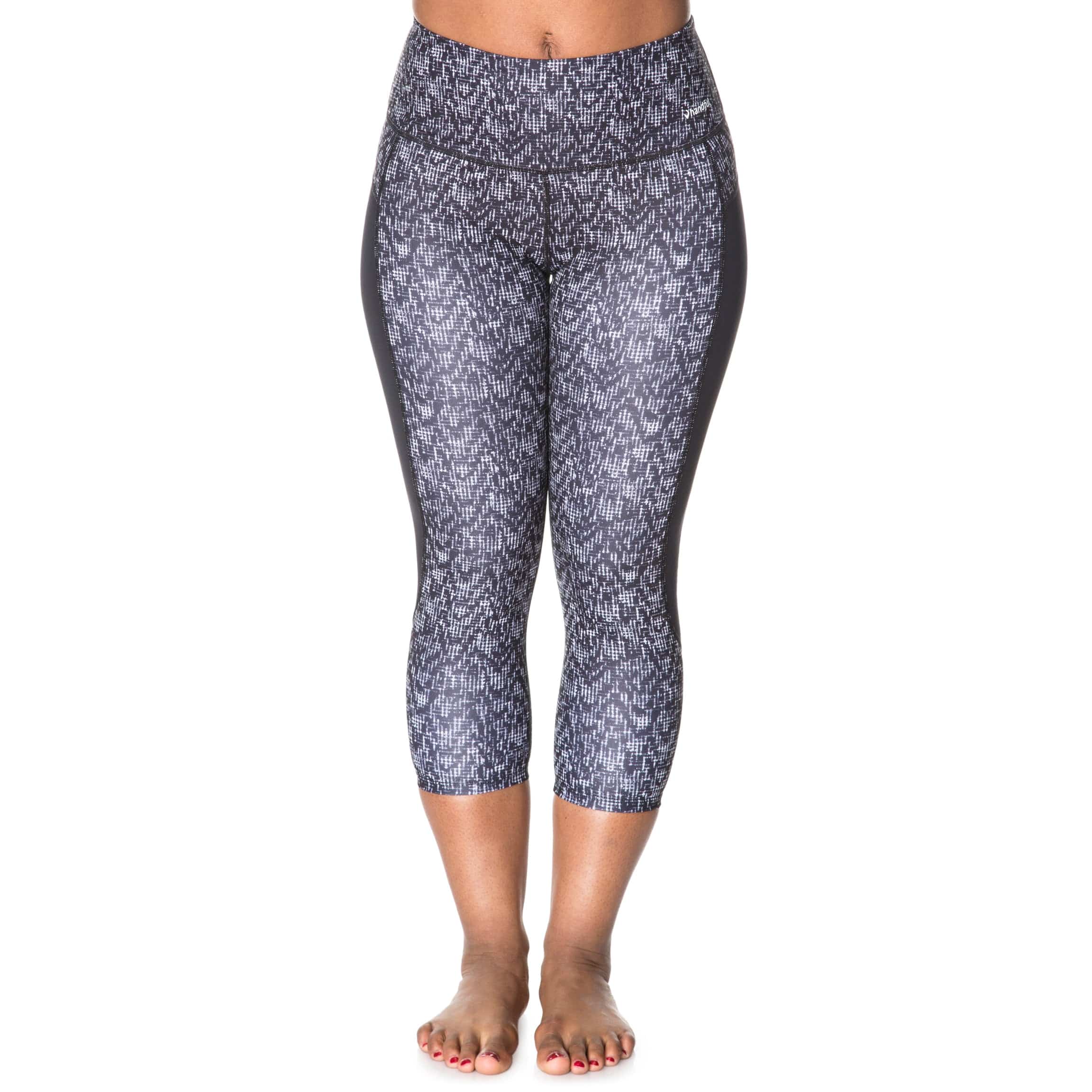 Handful High Waist Capri bottoms in Off the Grid color, front view showing fitted waistband and sleek cropped design.