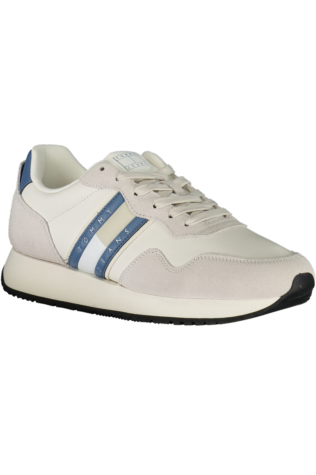 White men's Tommy Hilfiger sneakers with sporty design, featuring the brand's logo and casual athletic style.