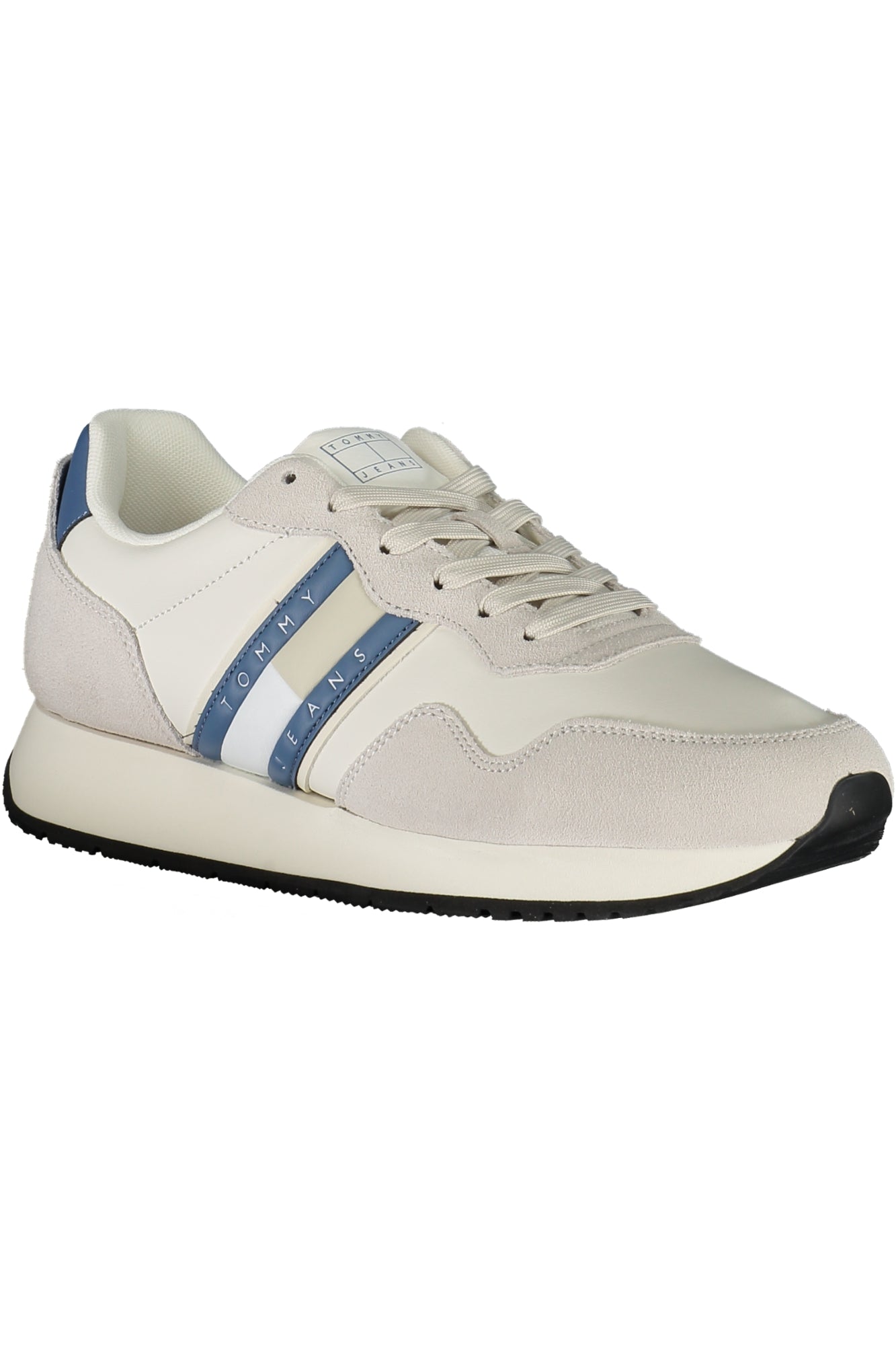 White men's Tommy Hilfiger sneakers with sporty design, featuring the brand's logo and casual athletic style.