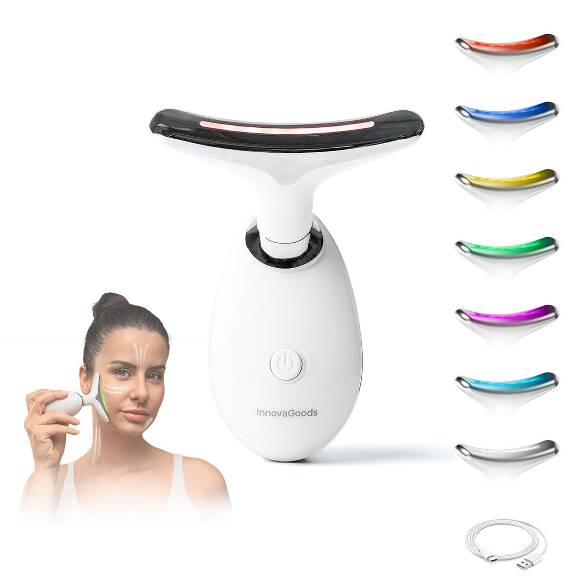 Electric Facial Firming Massager for Face and Neck with LED, EMS, and Heat Selora InnovaGoods-4